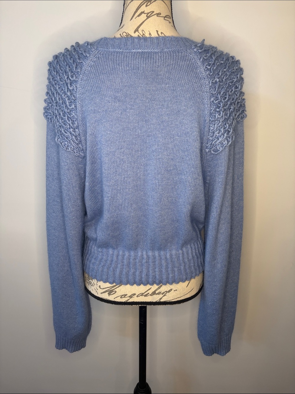 Anthropologie Mare Mare Cinched crew neck sweater with loop knit detail blue M - Picture 5 of 13